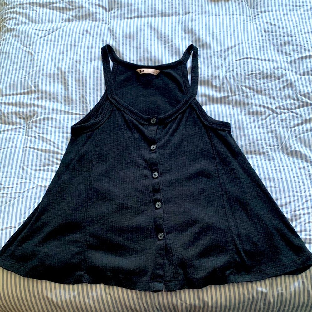 Black button down blouse.